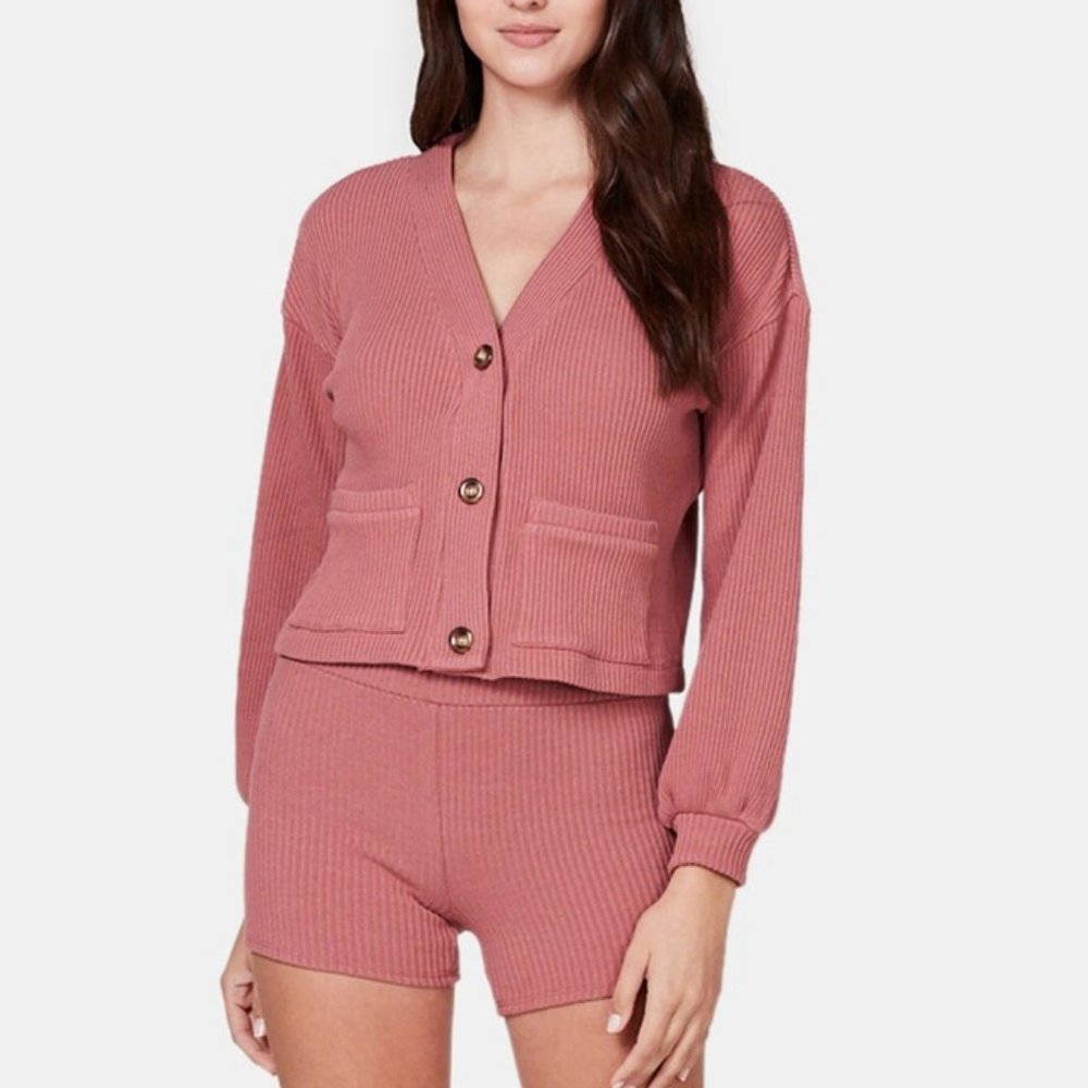 Lett Ribbed Patch Pocket Cardigan and matching Bike Shorts